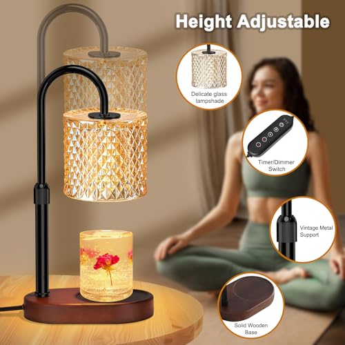 ZENLEA Candle Warmer Lamp with Timer, Wax Melt Warmer with Timer and Dimmer, Adjustable Height Lamp Candle Warmer for Jar ...