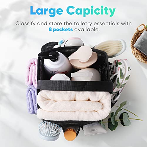 EUDELE Mesh Shower Caddy Portable for College Dorm Room Essentials, Shower Caddy Dorm with 8-Pocket Large Capacity for Bea...