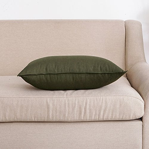 Jeanerlor Cotton Linen Square Decorative Throw Pillow Case Cushion Cover with Twin Needles Stitch on Edge,for Wedding Part...