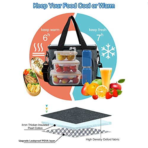Femuar Lunch Bags for Women/Men, Insulated Lunch Bag for Work Office Picnic - Lunch Cooler Bag Leakproof Lunch Box with Ad...