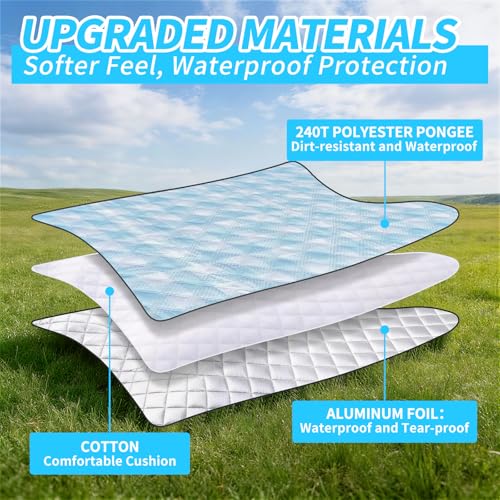 sapsisel Picnic Blankets, Waterproof Picnic Blanket for 6-8 Adults, 80''x80'' Extra Large Beach Blanket, Picnic Mat for Ca...