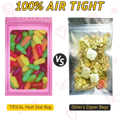 TIFICAL 100 PCS Holographic Bags, Smell Proof Bag, Resealable Gift Bags, Clear Bags for Food Storage, Party Favor Bag, Myl...