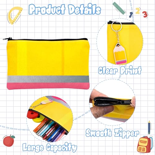 luck sea 20 Pcs Teacher Appreciation Gifts Bulk - Pencil Pouch Case Makeup Zipper Pen Bag Keychain for Back to School Clas...