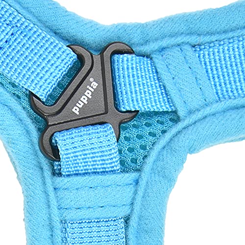 Puppia Soft Dog Harness X No Choke No Pull Adjustable Walking Training for Small and Medium Dog - Sky Blue - M