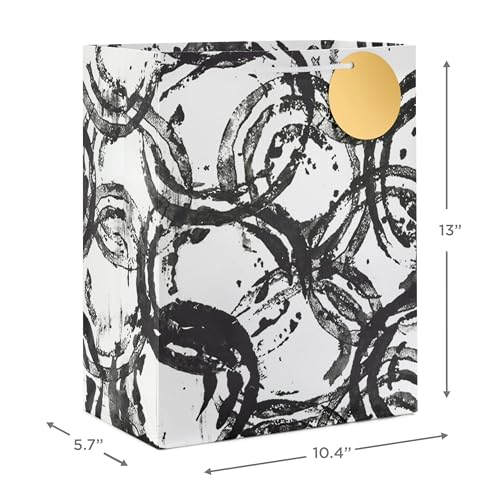 Hallmark Assorted Black and White Gift Bags (8 Bags: 4 Medium 9", 4 Large 13") for Valentine's Day, Weddings, Graduations,...