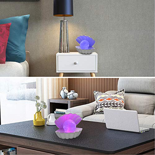LKUA Shell Pearl Beach Themed Night Light, RGB 8 Colors Changing Mood Shell Pearl Lamps, Bedside LED Clamshell Portable Ni...