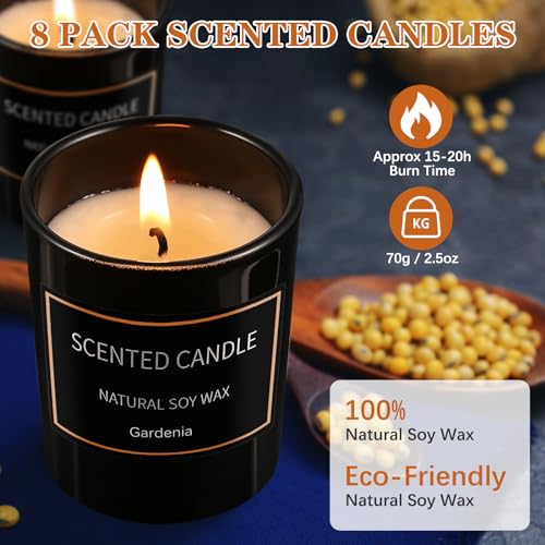 8 Pack Candles for Home Scented Aromatherapy Candles Gifts Set for Women Soy Wax Long Lasting Jar Candles for Birthday Mot...