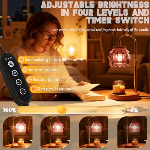 SJATMMA Candle Warmer Lamp with Timer and Dimmer Wax Warmer Lamp for Jar Candle with 2 Bulbs Birthday Christmas Housewarmi...