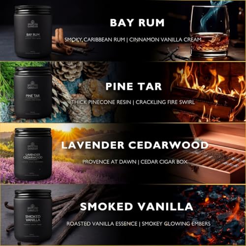 Scented Candles for Men - Soy Candles in Gift Box & Protective Shipper - Men Candle Set x 4 - Cedarwood & Lavender/Bay Ru...