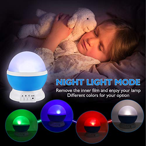 RICTLY Night Light for Kids, Kids Night Light Nebula 360 Degree Rotation - 4 LED Bulbs 12 Light Color Star Projector Chang...
