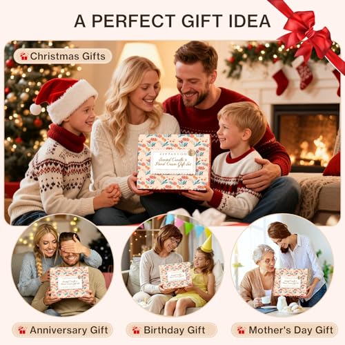 Valentine Gifts for Women, Teacher Appreciation Gift, Nurse Gifts, Unique Scented Candles & Hand Cream Lotion Set, Mother'...