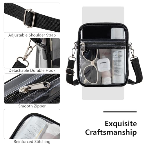 Clear Crossbody Bag - Waterproof Clear Tote Bag, Lightweight 0.3mm PVC Transparent Bag