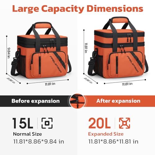 Maelstrom Lunch Box, 20L Insulated Lunch Bag for Men Women, Expandable Double Deck Leakproof Cooler Bag with 6 Pockets, Re...