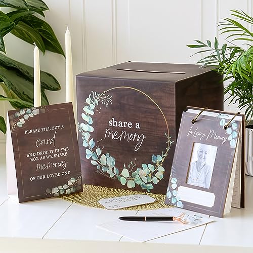 Kate Aspen Celebration of Life Memory Funeral Guest Book and Box for Memorial Service Bereavement Cards, Prayer Cards - Ha...