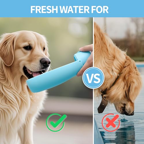 Dog Water Bottle, Leak Proof Portable Puppy Water Dispenser, Travel Puppy Water Bowl, Foldable Transparent Dog Water Bottl...