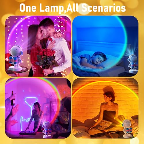 XEBKOR Astronaut Sunset Lamp Projector - 720° Magnetic Rotating RGB LED Night Light, 16M Colors Smart APP Control, Aesthet...