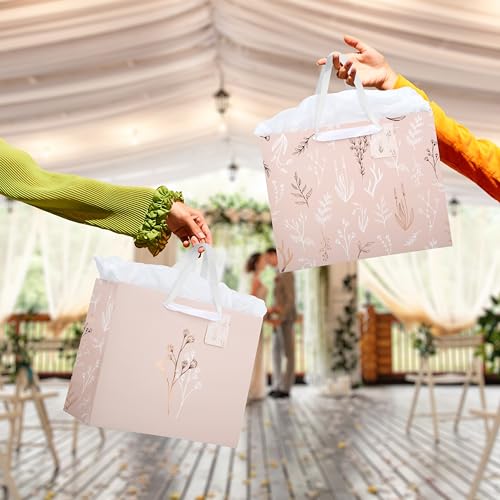 Beautiful Gift Bags Set of 2 - Large 13" Bags with Handles incl. Matching Tissue Paper, Cards & Stickers - Reusable and Pe...