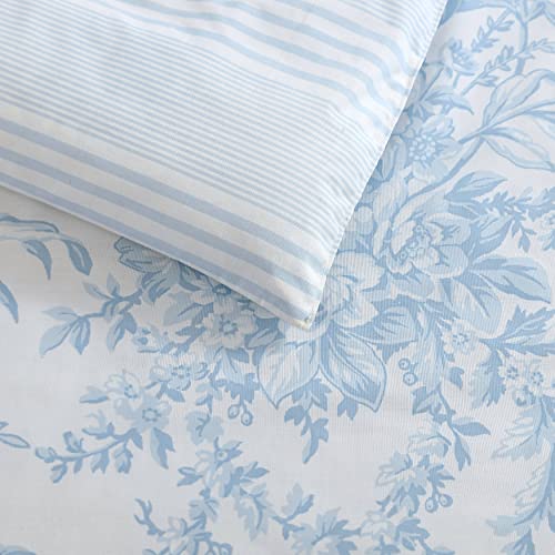 Laura Ashley - Queen Comforter Set, Soft & Reversible Cotton Floral Bedding with a Medium Weight Feel, 3 Piece Bed Set wit...