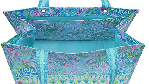 Lilly Pulitzer XL Market Shopper Bag, Oversize Reusable Grocery Tote with Comfortable Shoulder Straps