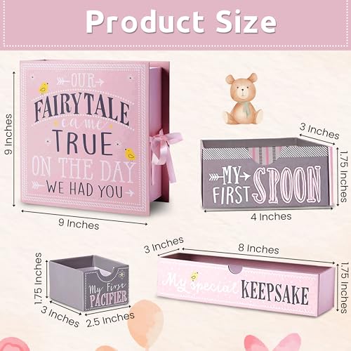 VOTUM Baby Keepsake Box for Treasured Memories, Fairytale - Lightweight, Handcrafted Boxes with 9 Labeled Compartments for...