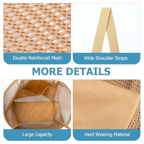 Iioscre Beach Bag for Women, Causal Hobo Pool Bags with Zipper Inner Pocket, Foldable Swim Tote Bag for Vacation Essentials