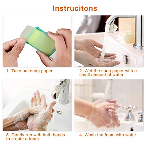HongyiTime 2 Boxs (100 Sheets) Hand Washing Soap Sheets for Outdoor Travel,Portable Camping Hand Soap,Hiking Washing Hand ...