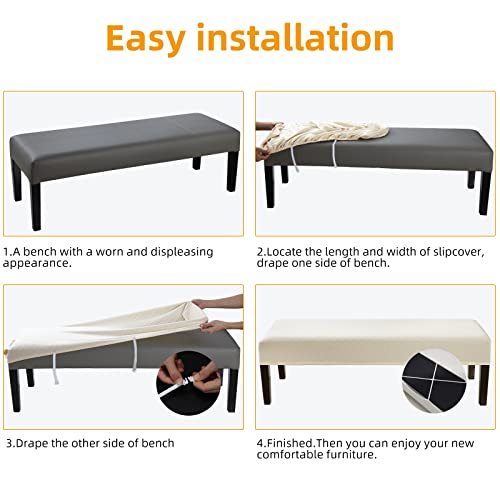 Fuloon Stretch Jacquard Dining Bench Cover - Anti-Dust Removable Bench Slipcover Washable Seat Cushion Protector for Bedro...