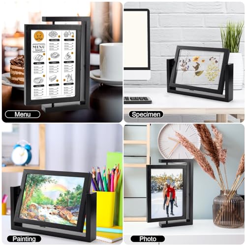 5x7 Picture Frame Black Picture Frame Wooden Photo Frames Acrylic HD Mirror Double Sided Picture Frames Rotatable Standing...