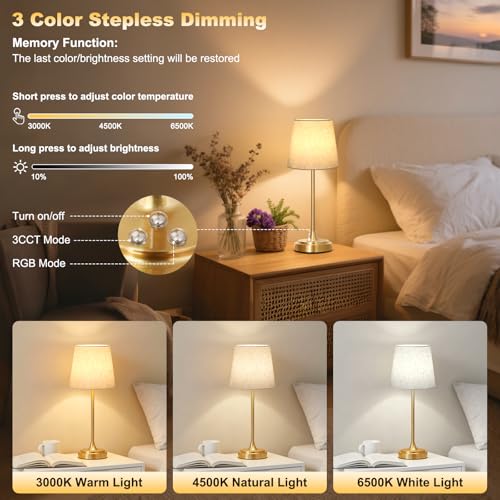 Wowag Cordless Table Lamp Rechargeable,5000mAh Battery Operated Desk Lamp,3 Colors & 7 RGB Stepless Dimmable,Touch Control...