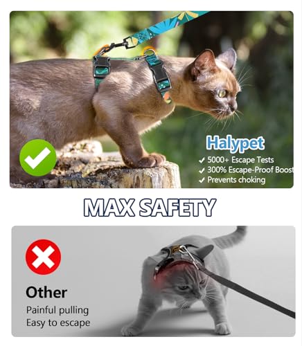 Halypet Cat Harness and Leash Set, Escape Proof [3 in 1 Adjustable & Lightweight] Cat Harness, Soft Comfortable Kitten Har...