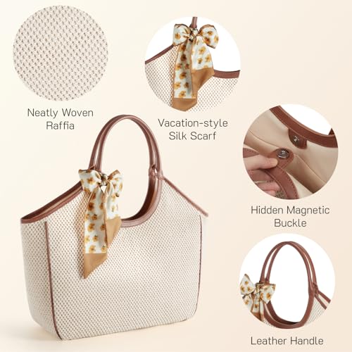 Missnine Beach Bags for Women Large Straw Tote Raffia Woven Shoulder Bag Sand-Proof for Beach Summer Vacation Travel