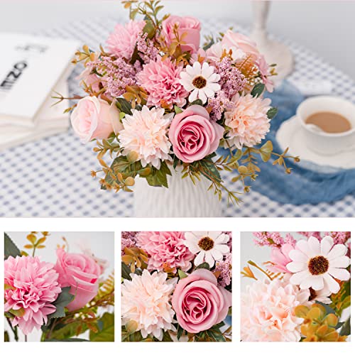 Epicpetal Fake Flowers in Vase, Artificial Pink Flowers in Vase for Decoration Faux Flowers Fake Floral for Home Decor Ind...