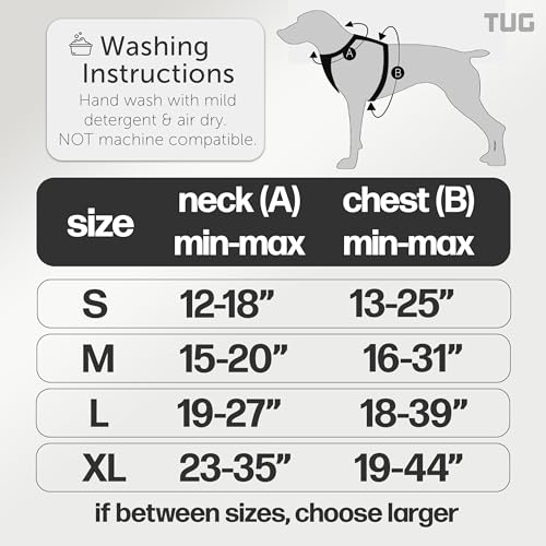 TUG Dog Harness with 2 Leash Connection Points | Adjustable, Padded, Lightweight | Handle on Back | No-Pull Front Clip (Sm...