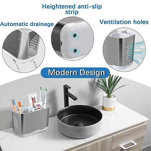 LAFARA Toothbrush Holders for Bathroom Organizer Countertop, Detachable Anti-Slip Large Electric Toothbrush Holders, Brush...