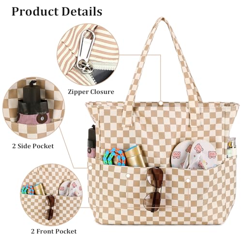 LEDAOU Large Beach Bag Women Waterproof Sandproof Zipper Beach Tote Pool Bag for Swim Gym Grocery Travel with Wet Pocket |...