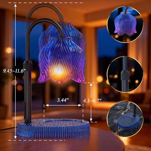 WYghyronic Candle Warmer Lamp with Adjustable Height - Flameless 4-Level Dimmable Wax Warmer, Timer Function & Stylish Des...