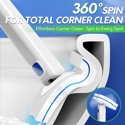 BOOMJOY Disposable Toilet Brush Set with 15 Wand Refills, Toilet Bowl Cleaner Wand with Holder, Toilet Cleaning System Sta...