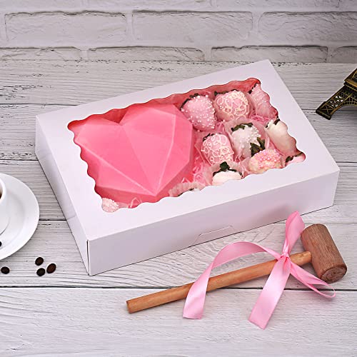 Tcoivs 30-Pack Bakery Boxes with Window, 12" x 8" x 2.5", Cookie Boxes, Auto-Popup Treat Boxes for Pies, Muffins, Donuts a...