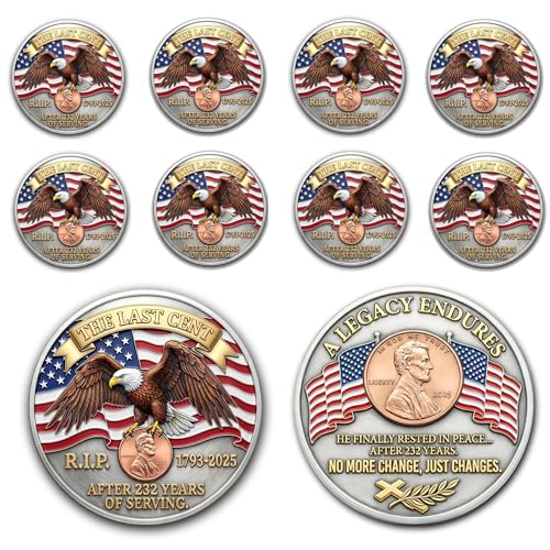 Final Cent Memorial Coin 1909–2025, American Legacy Commemorative Challenge Coin, Patriotic Eagle Design, Collector Keepsa...