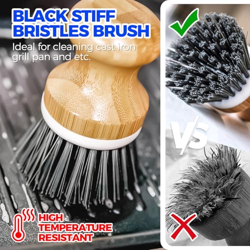 Holikme 6 Pack Dish Brush Scouring Pad Set with Bottle Brush, Dish Brush, Palm Scrub Brush and Straw Brush, Dish Scrubber ...
