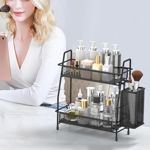 LEMIKKLE 2-Tier Bathroom Countertop Organizer,Skincare, Makeup Countertop Organizers, Kitchen, Bathroom Counter Storage wi...
