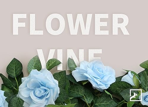 ZIFTY 5Pcs 32.5FT Blue Flower Garland Fake Flower Vines Faux Artificial Floral Garland Hanging Rose Ivy for Wedding Decort...