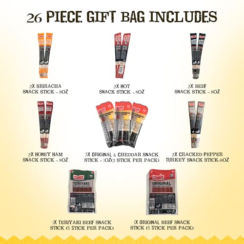 Jerky.com 26pc Meat Sticks Variety Pack | Beef Jerky Gifts for Men | Low Sugar & High Protein | Gluten Free & Keto Meat St...