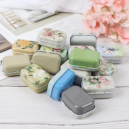 8Pcs Mini Flower Tin Trinket Jewelry Organizer Storage Box Decorative Boxes Small Metal Tins with Hinged Lids Portable Box...