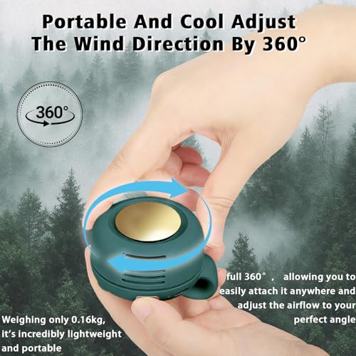 Ahuccf Portable Clip-On Fan, Mini USB Rechargeable 360° Rotatable Fan, 3-Speed Silent Mini Bladeless Fans (White and green)