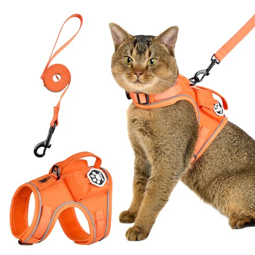 OneTigris Tactical Cat Harness and Leash - Escape Proof Soft Adjustable Cat Harness, Breathable, Comfortable, Durable Wate...