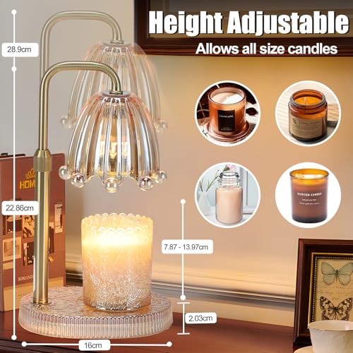 Maromamix Candle Warmer Lamp with Timer - Electric Wax Melt Warmer with Adjustable Height and Dimmer for Scented Candle Wa...