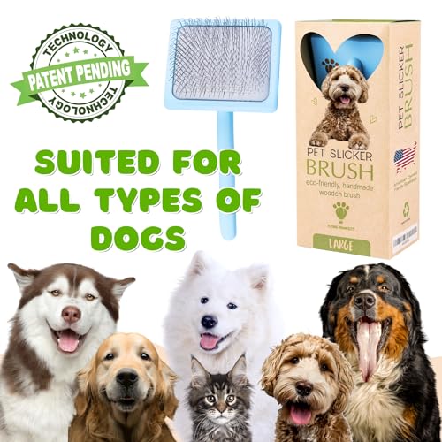 Flying Pawfect Dog Slicker Brush for Grooming Pet Hair - Best For Poodle & Golden Doodle - Long Haired Brush For Dogs - Go...