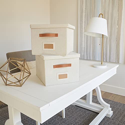 ZICOTO Decorative File Organizer Box Set of 2 - Collapsible Linen Filing Cabinets w/Handles Are Perfect to Store all Your ...