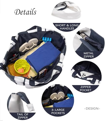 Bagelite 22'' 50L Large Beach Bag with Zipper, Extra Large Canvas Tote Bag for Women, Weekender Pool Bag
